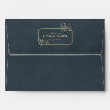 Gold Frame & Black Velvet Texture Wedding Envelope