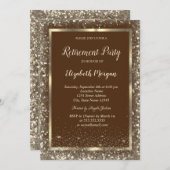 Gold Frame Confetti Border Brown Retirement Kaart (Voorkant / Achterkant)