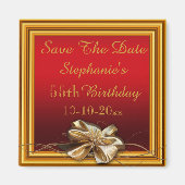 Gold Frame & Faux Bow 55th Birthday Magneet (Voorkant)