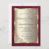  Gold Frame,Gold,Red Glitter Retirement  Kaart (Voorkant)
