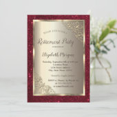  Gold Frame,Gold,Red Glitter Retirement  Kaart (Staand voorkant)