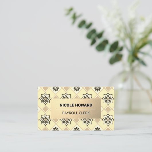 Gold Frame | Gold Tile Pattern Visitekaartje (Staand voorkant)