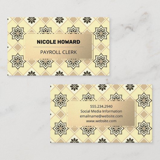 Gold Frame | Gold Tile Pattern Visitekaartje (Voorkant / Achterkant)