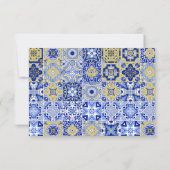 Gold Frame Italian Blue Tile Lemon Meal Wedding RSVP Kaartje (Achterkant)