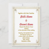 Gold Frame Pearl Floral Wedding Invitation Feestdagenkaart (Voorkant)