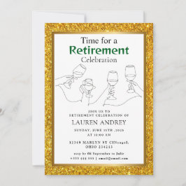 Gold Frame Retirement Celebration Invitation Kaart