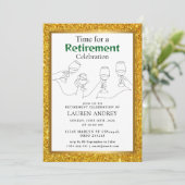 Gold Frame Retirement Celebration Invitation Kaart (Staand voorkant)