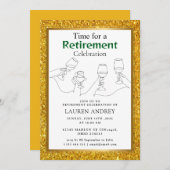 Gold Frame Retirement Celebration Invitation Kaart (Voorkant / Achterkant)