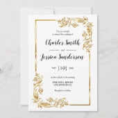 Gold Frame Wedding Invitation Kaart (Voorkant)