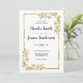 Gold Frame Wedding Invitation Kaart (Staand voorkant)