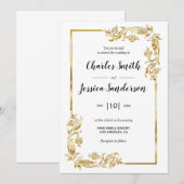 Gold Frame Wedding Invitation Kaart (Voorkant / Achterkant)