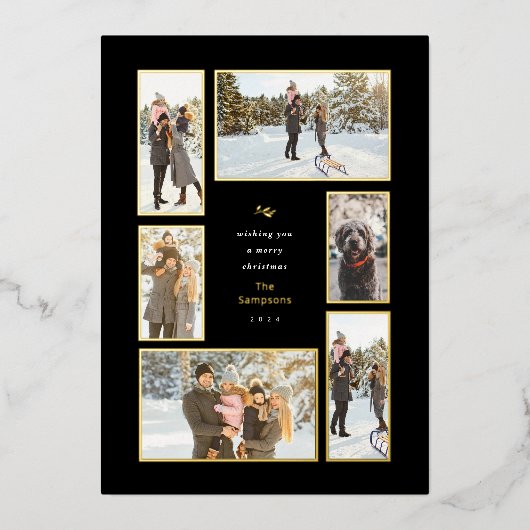 Gold Framed 6 Folie voor kerstfeestdag met fotogal Folie Feestdagenkaart (Voorkant)