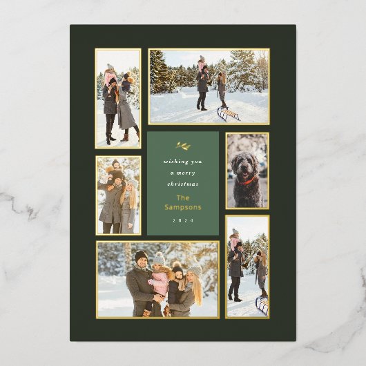 Gold Framed 6 Folie voor kerstfeestdag met fotogal Folie Feestdagenkaart (Voorkant)