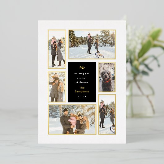 Gold Framed 6 - kerstgalerij Folie Feestdagenkaart (Staand Voorkant)