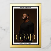 Gold FrameD Afstudeerder University Foto Afstudere Folie Uitnodiging (Voorkant)