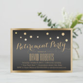 Gold Framed Confetti Stippen Donkere Pensioen Kaart (Staand voorkant)