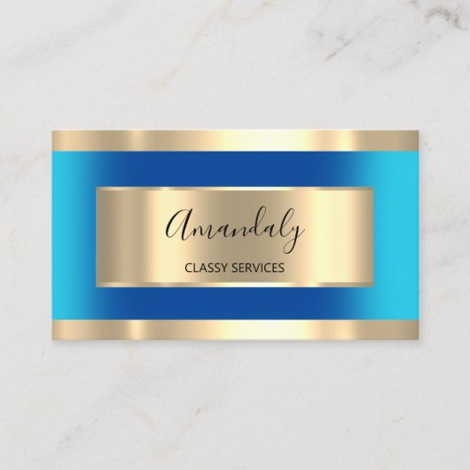 Gold Framed Elegant Professional Blue Ocean Visitekaartje (Voorkant)