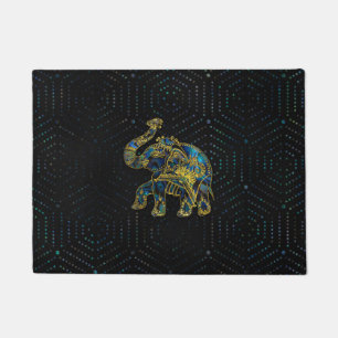 Gold Framed Elephant op Colorful Abalone decor Deurmat