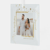 Gold Framed Foto Ons eerste kersthuwelijk Gla Glas Ornament (Voorkant links)