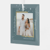 Gold Framed Foto Ons eerste kersthuwelijk Gla Glas Ornament (Voorkant links)