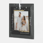 Gold Framed Foto Ons eerste kersthuwelijk Glas Ornament (Voorkant links)