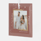 Gold Framed Foto Ons eerste kersthuwelijk Glas Ornament (Voorkant links)