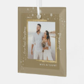 Gold Framed Foto Ons eerste kersthuwelijk Glas Ornament (Voorkant links)