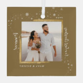 Gold Framed Foto Ons eerste kersthuwelijk Glas Ornament (Achterkant)