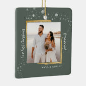 Gold Framed Foto Ons eerste kersthuwelijk Keramisch Ornament (Rechts)