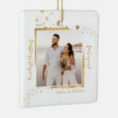 Gold Framed Foto Ons eerste kersthuwelijk Keramisch Ornament (Rechts)