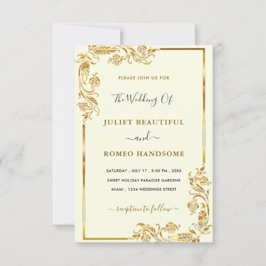 Gold Framed Golden Leaves Wedding (Voorkant)