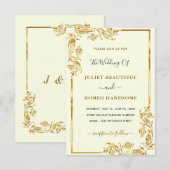 Gold Framed Golden Leaves Wedding (Voorkant / Achterkant)