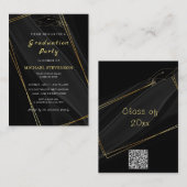 Gold Framed Gradumed Party Invitation QR Code Notitiekaartje (Voorkant / Achterkant)