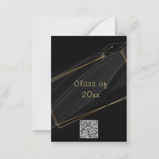Gold Framed Gradumed Party Invitation QR Code Notitiekaartje (Achterkant)