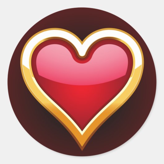 GOLD FRAMED HEART RONDE STICKER (Voorkant)