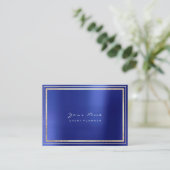 Gold Framed Minimale metalen kobalt Sapphire Blue Visitekaartje (Staand voorkant)