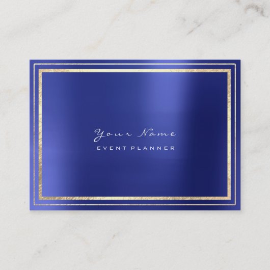 Gold Framed Minimale metalen kobalt Sapphire Blue Visitekaartje (Voorkant)