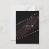 Gold Framed Modern Black Afstudeerder Party Invita Notitiekaartje (Achterkant)
