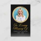 Gold Framed Photo Funeral Prayer Kaart Visitekaartje (Voorkant)