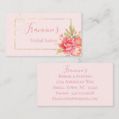 Gold Framed Pink Peony Bouquet Visitekaartje (Voorkant / Achterkant)