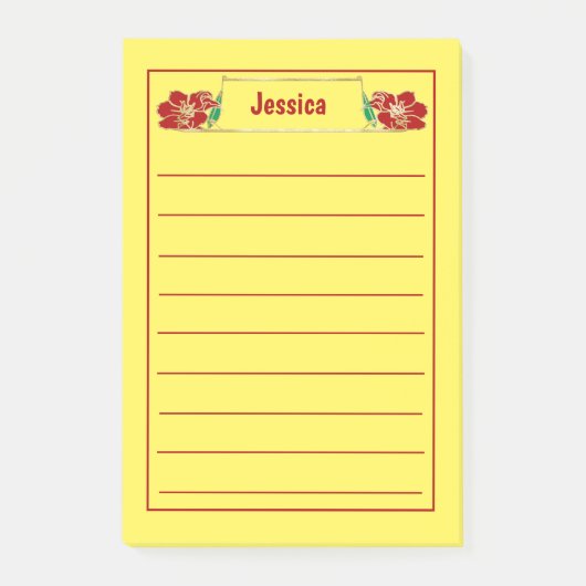 Gold Framed  Red Floral Post-it® Notes (Voorkant)