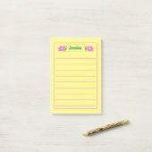 Gold Framed  Roze Floral Grafisch Post-it® Notes (Op bureau)