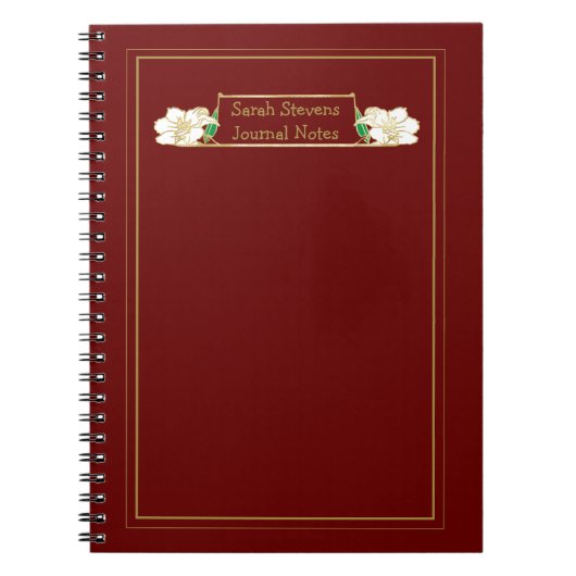 Gold Framed  White Floral Notitieboek (Voorkant)