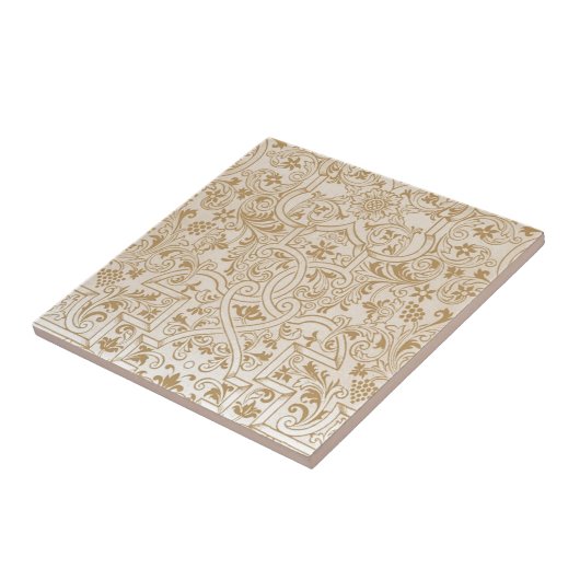 Gold Franco-Oriental Filigree Pattern Fancy Design Tegeltje (Zijkant)