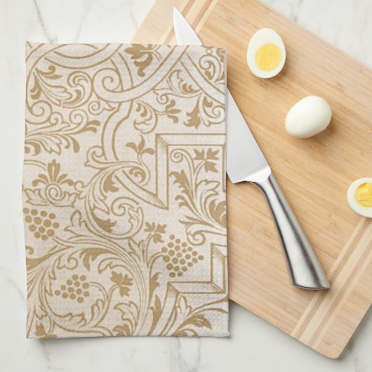 Gold Franco-Oriental Filigree Pattern Fancy Design Theedoek (Quarter Fold)