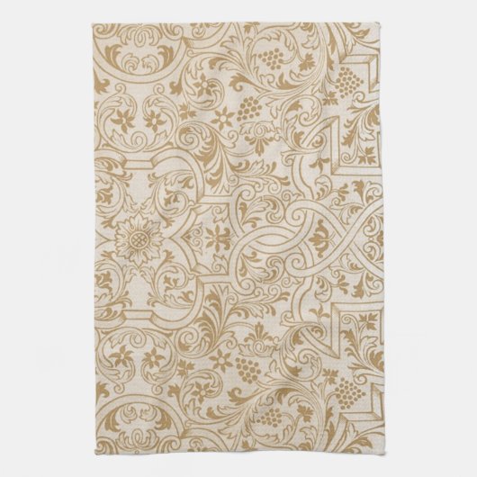 Gold Franco-Oriental Filigree Pattern Fancy Design Theedoek (Verticaal)
