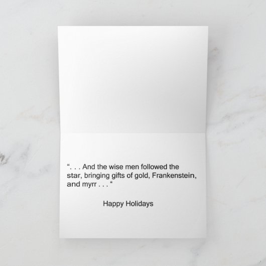 Gold, frankenstein en Myrrh Feestdagen Kaart (Binnen)
