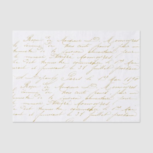 Gold  Franse handschrifthandtekencursief Tissuepapier (Voorkant)