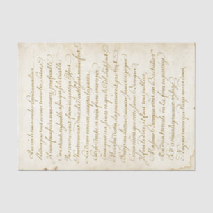 Gold French Calligraphy  Script Parchment Tissuepapier
