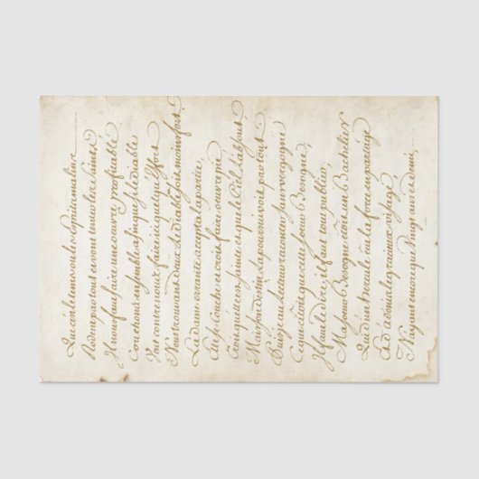 Gold French Calligraphy  Script Parchment Tissuepapier (Voorkant)